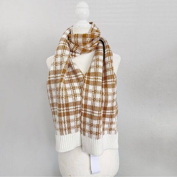 Timberland Buffalo Tan Plaid Scarf Unisex Neutral Preppy Fall Winter Gift - Picture 2 of 6